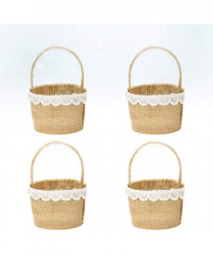 4Pcs Burlap Wedding Flower Girl Basket with Bowknot for Vintage Rustic Wedding Ceremony - Picture 3 - CA18A9ZC3UE $6.35 Cerem...