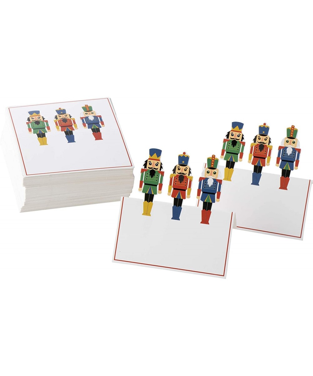 Christmas Table Place Cards - 100-Pack Paper Tent Cards with Nutcracker Soldier Die Cut Design- Holiday Festive Colorful Dini...