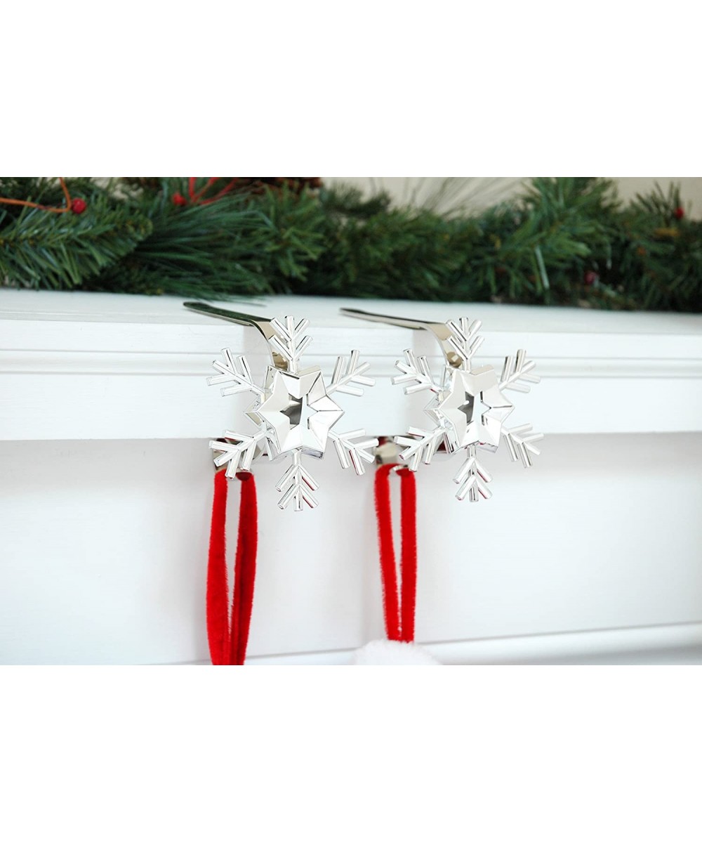 The Original MantleClip Stocking Holder with Removable Holiday Icons- Silver 2-Pack (Snowflake Icons) - Silver - CE11QCHJUV7 ...