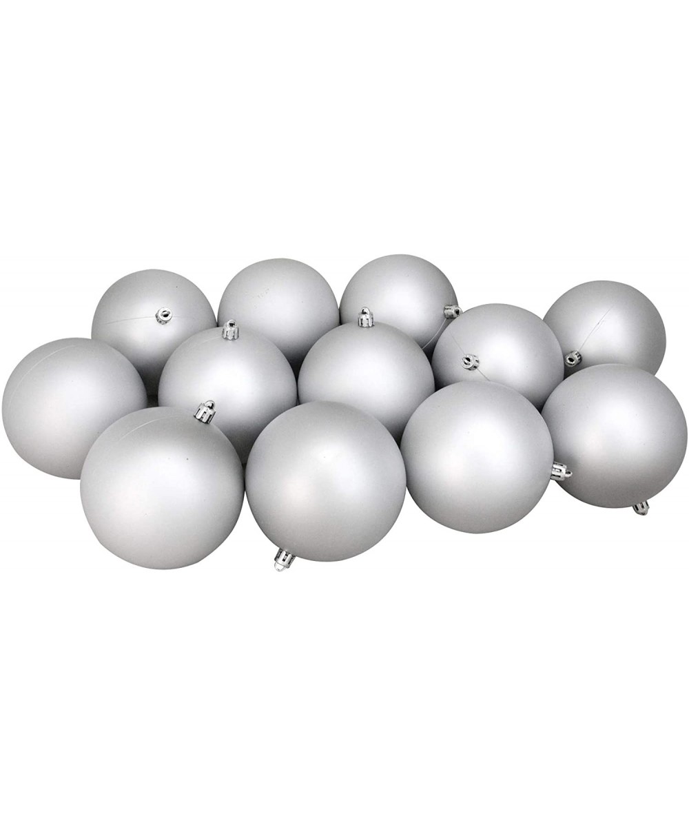 12ct Silver Splendor Shatterproof Matte Christmas Ball Ornaments 4" (100mm) - C112MWVQQA7 $23.70 Ornaments