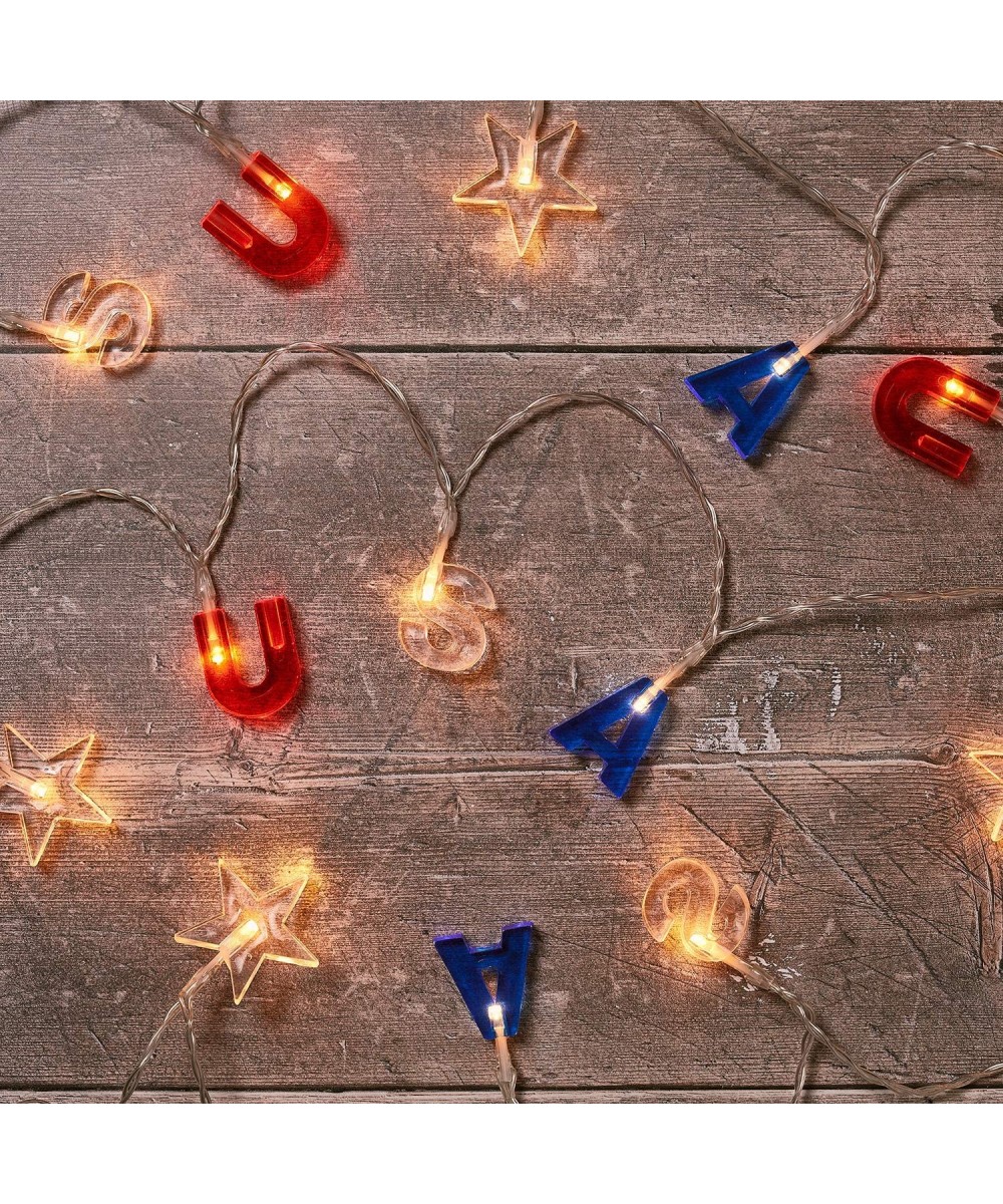 Red- White & Blue USA & Star Battery Operated Indoor & Outdoor LED String Lights - CX1955QAK42 $8.80 Indoor String Lights