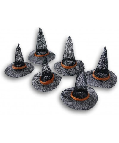 Halloween Decor Set of Six (6) Orange & Black Sinamay Miniature Pointed Witch Hat for Crafts- Decorating & More - CQ18IRXT9OX...