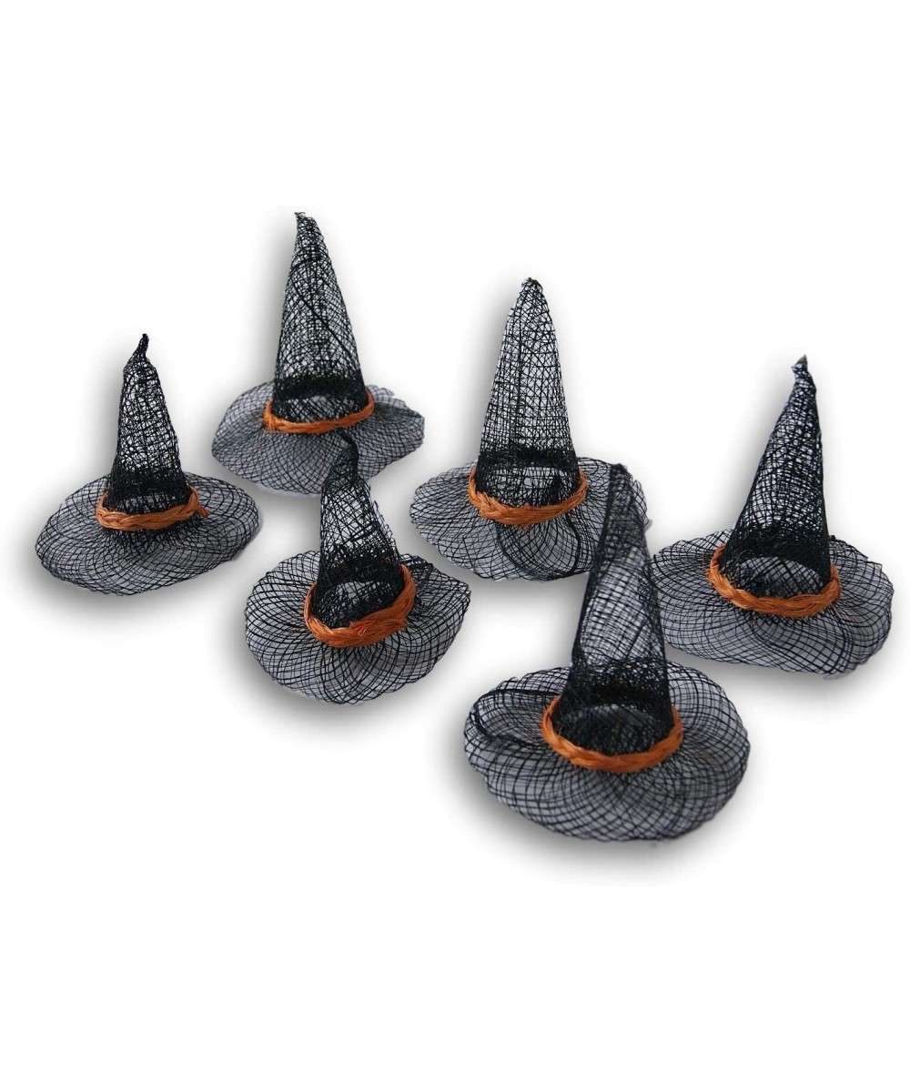 Halloween Decor Set of Six (6) Orange & Black Sinamay Miniature Pointed Witch Hat for Crafts- Decorating & More - CQ18IRXT9OX...