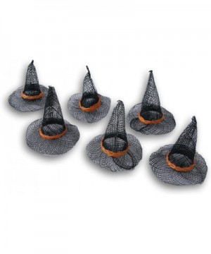 Halloween Decor Set of Six (6) Orange & Black Sinamay Miniature Pointed Witch Hat for Crafts- Decorating & More - CQ18IRXT9OX...