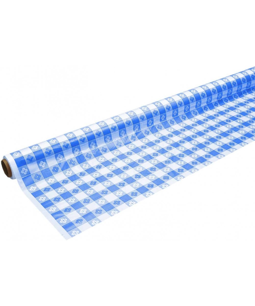 Printed Plastic Banquet Table Roll Available in 27 Colors- 40" x 100'- Blue Gingham - Blue Gingham - CH11015OZRP $30.64 Table...