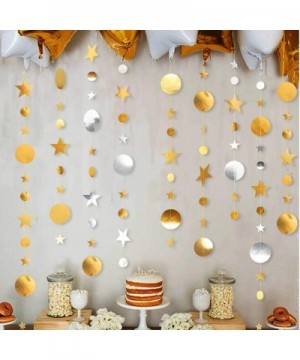 Gold Silver Star and Circle Dot Garland Decorations Metallic Glitter Circle Garlands Streamer Backdrop Glittery Hanging Bunti...