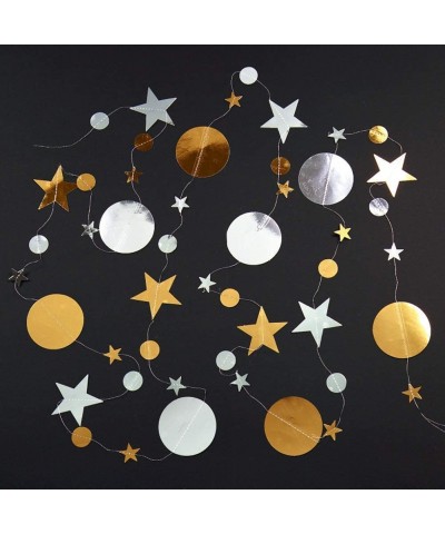 Gold Silver Star and Circle Dot Garland Decorations Metallic Glitter Circle Garlands Streamer Backdrop Glittery Hanging Bunti...