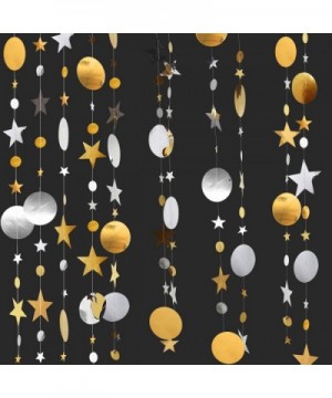 Gold Silver Star and Circle Dot Garland Decorations Metallic Glitter Circle Garlands Streamer Backdrop Glittery Hanging Bunti...