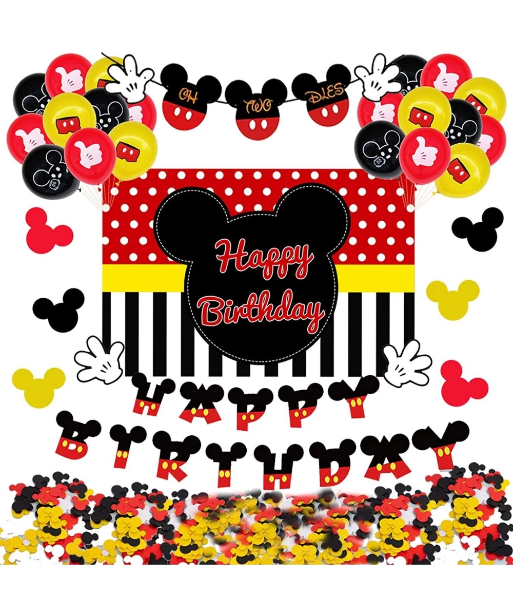 Mickey Mouse Party Decorations for Kids Oh Twodles Birthday Party Supplies Mickey Themed Backdrop Decor with Banners Latex Ba...