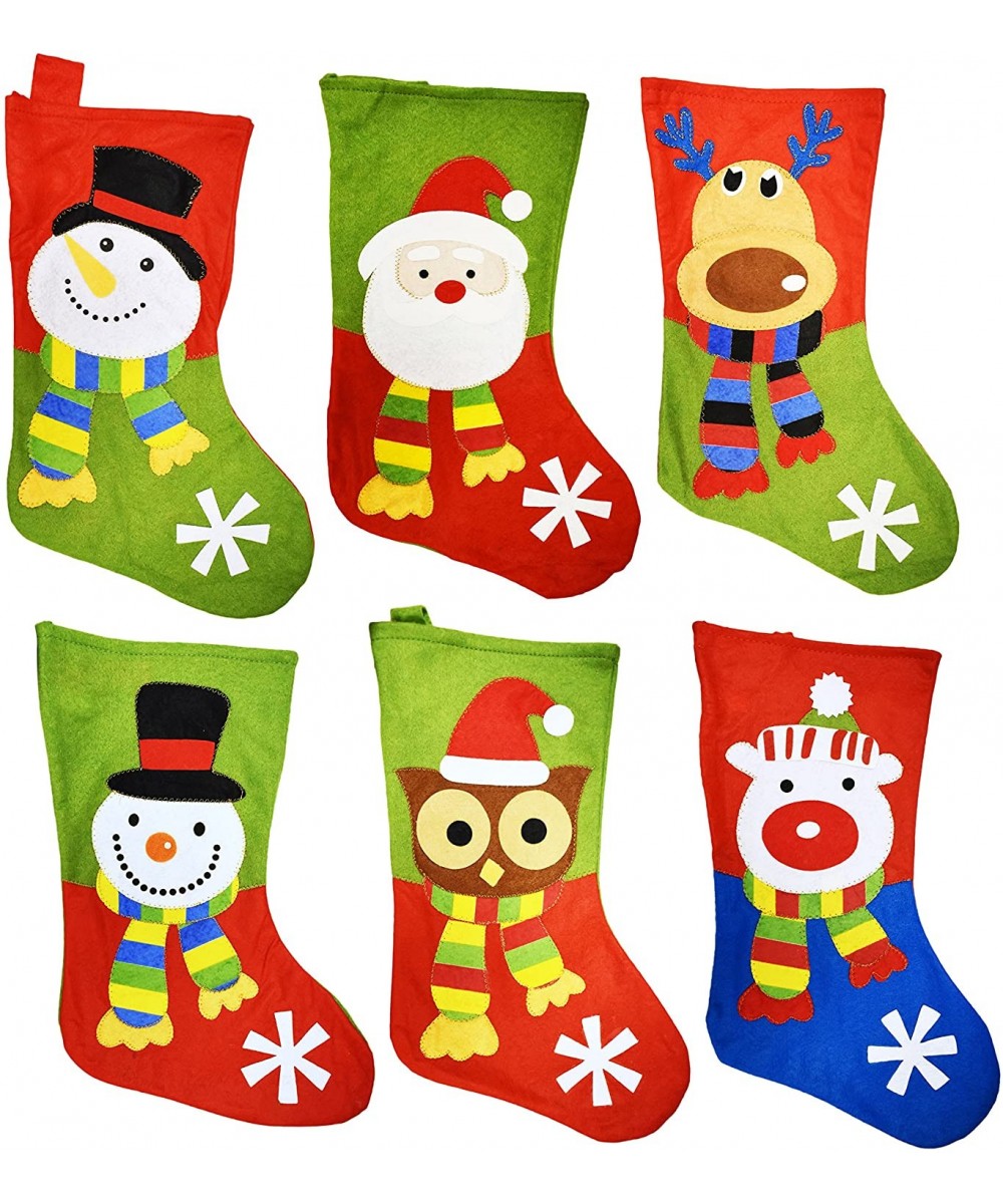 Set of 6 Christmas Stockings! 18" Santa- Snowman- Reindeer- Polar Bear- Owl Christmas Holiday Stockings with Hanging Tag - C9...