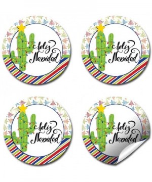 Feliz Navidad Christmas Holiday Fiesta Thank You Sticker Labels- 40 2" Party Circle Stickers by AmandaCreation- Great for Par...