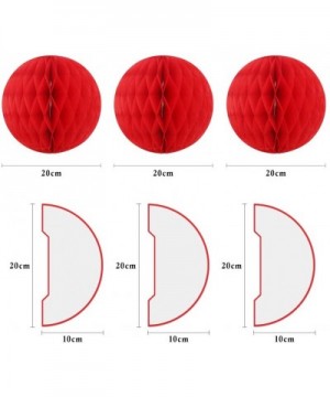 8 In Red Paper Honeycomb Tissue Balls for Party Decoration Set of 3 Red Paper Honeycomb Tissue Ball for Party Decoration (3pc...