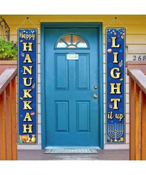 Happy Hanukkah Banner Hanukkah & Chanukah Decorations Porch Hanging Blue Welcome Sign for Home Holiday Party Outdoor Decor - ...