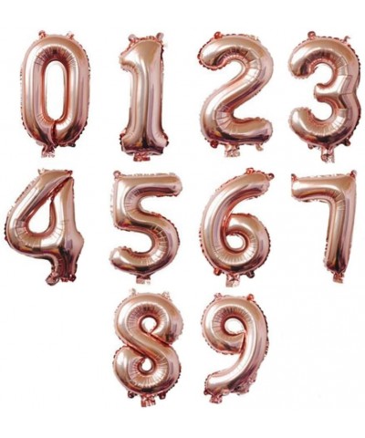 10 pcs 16inch Number Rose Gold Mylar Balloons- 0~9 Rose Gold Foil Balloons for Birthday Wedding Party Decorations Number Ball...