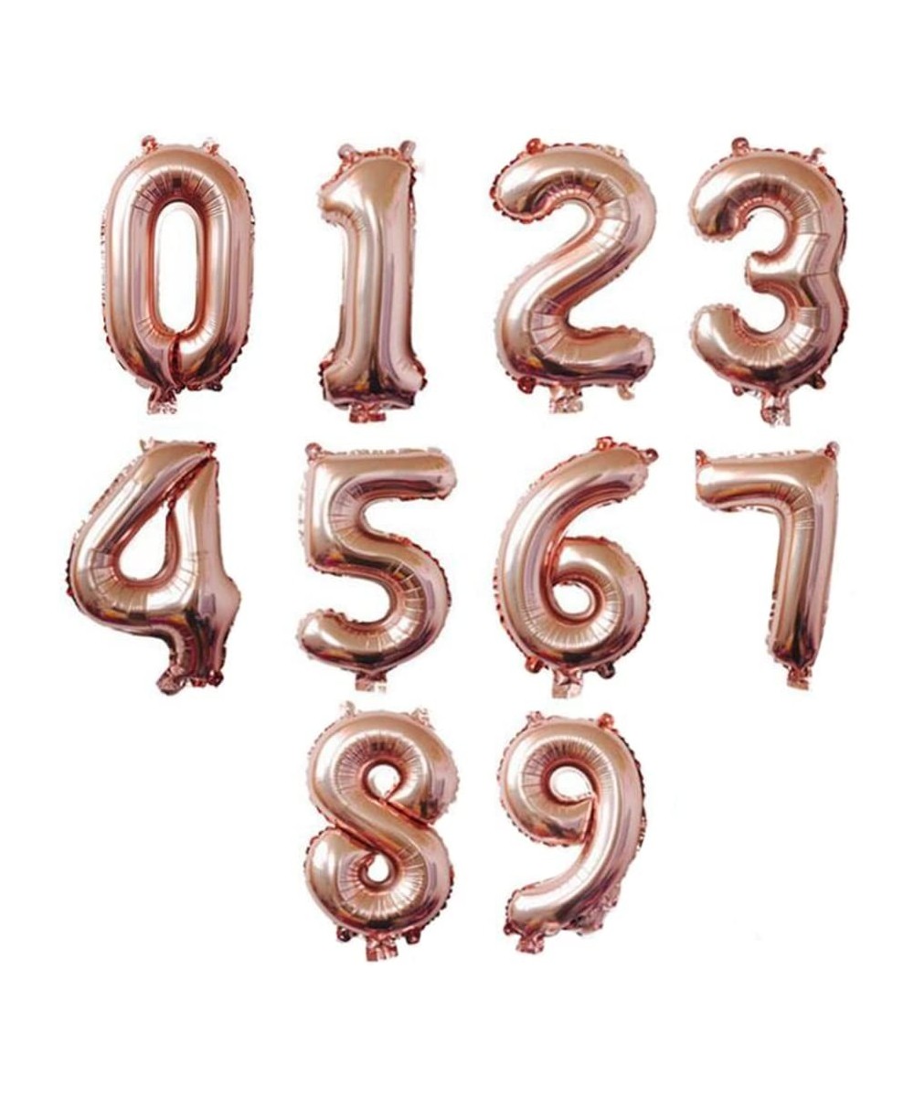 10 pcs 16inch Number Rose Gold Mylar Balloons- 0~9 Rose Gold Foil Balloons for Birthday Wedding Party Decorations Number Ball...