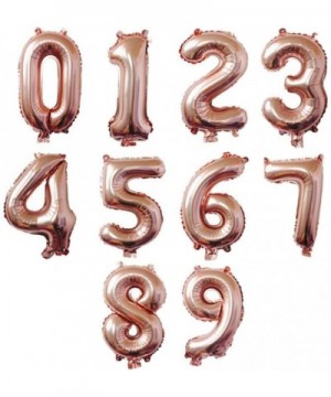 10 pcs 16inch Number Rose Gold Mylar Balloons- 0~9 Rose Gold Foil Balloons for Birthday Wedding Party Decorations Number Ball...