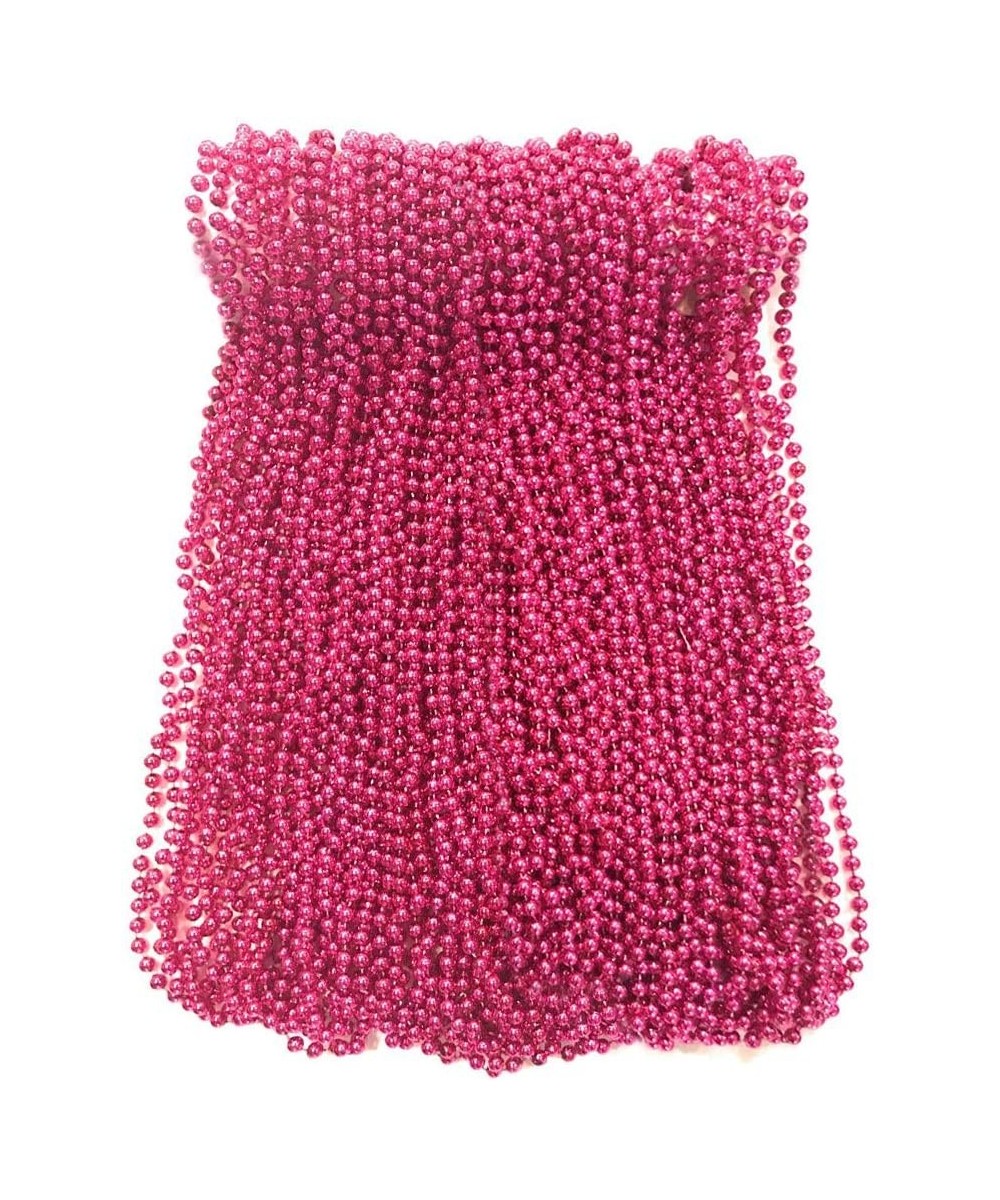 Hot Pink Mardi Gras Beads 33 inch 7mm- 6 Dozen- 72 Necklaces - Pink - CG18XILKHZA $15.85 Party Favors