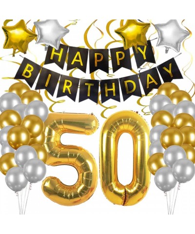 50th Birthday Decorations for Men Women Happy Birthday Banner Balloon 50th Gold Balloons Number 50 Birthday Balloons 50 Years...
