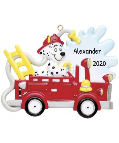 Personalized Fire Engine Truck Dog Christmas Tree Ornament 2020 - Dalmatian Marshall Firefighter Ride for Rescue Patrol Story...