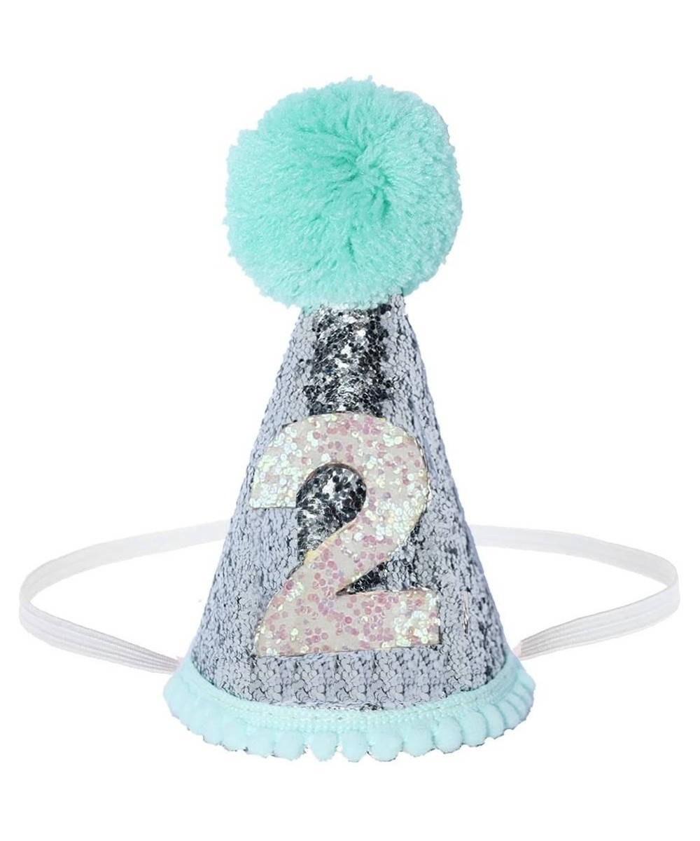 Glitter Dog First Birthday Cone Hat Mini Doggy Cat Kitty Birthday Party Hats - Mint Silver 2 - C318037IAQD $8.05 Party Hats