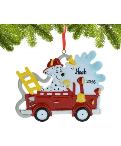 Personalized Fire Engine Truck Dog Christmas Tree Ornament 2020 - Dalmatian Marshall Firefighter Ride for Rescue Patrol Story...