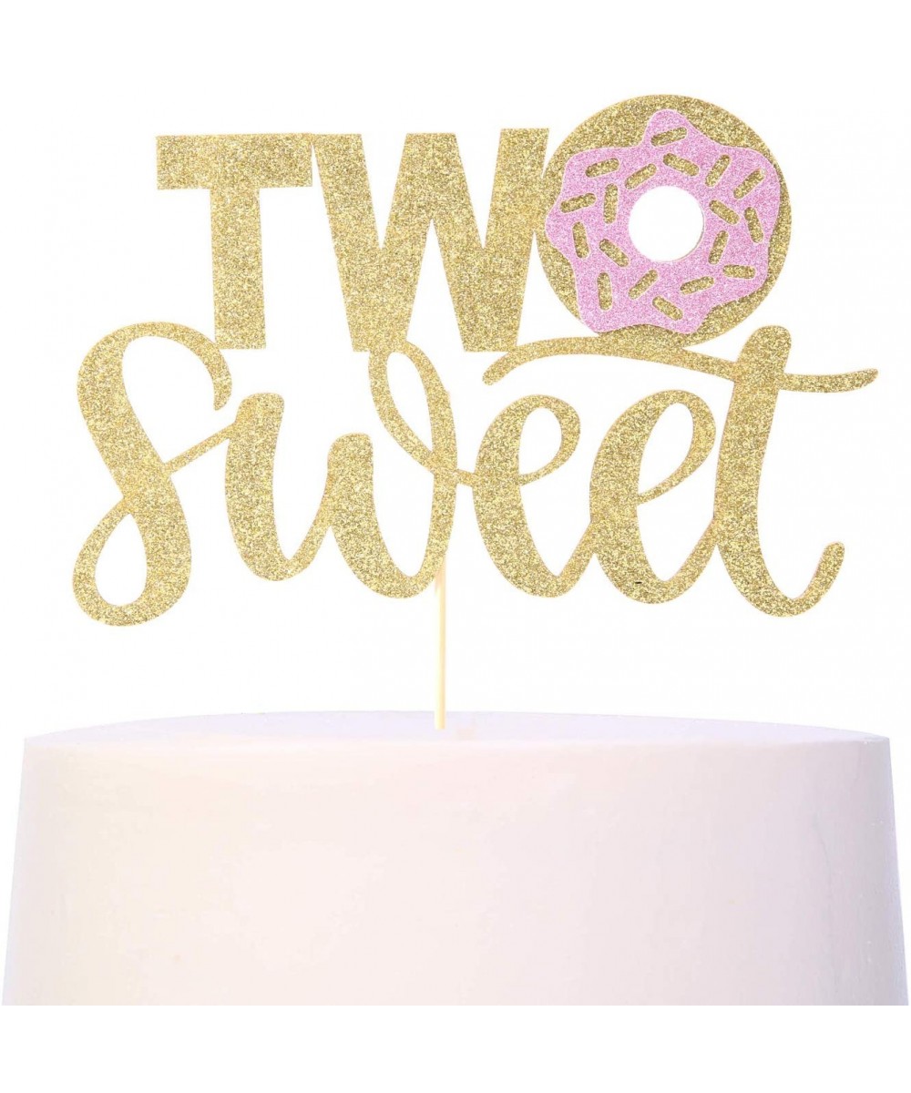 Donut Cake Topper for 2nd Birthday - Donut Birthday Party Decorations for Photo Booth Props and Backdrop Cake Smash- Best 2nd...