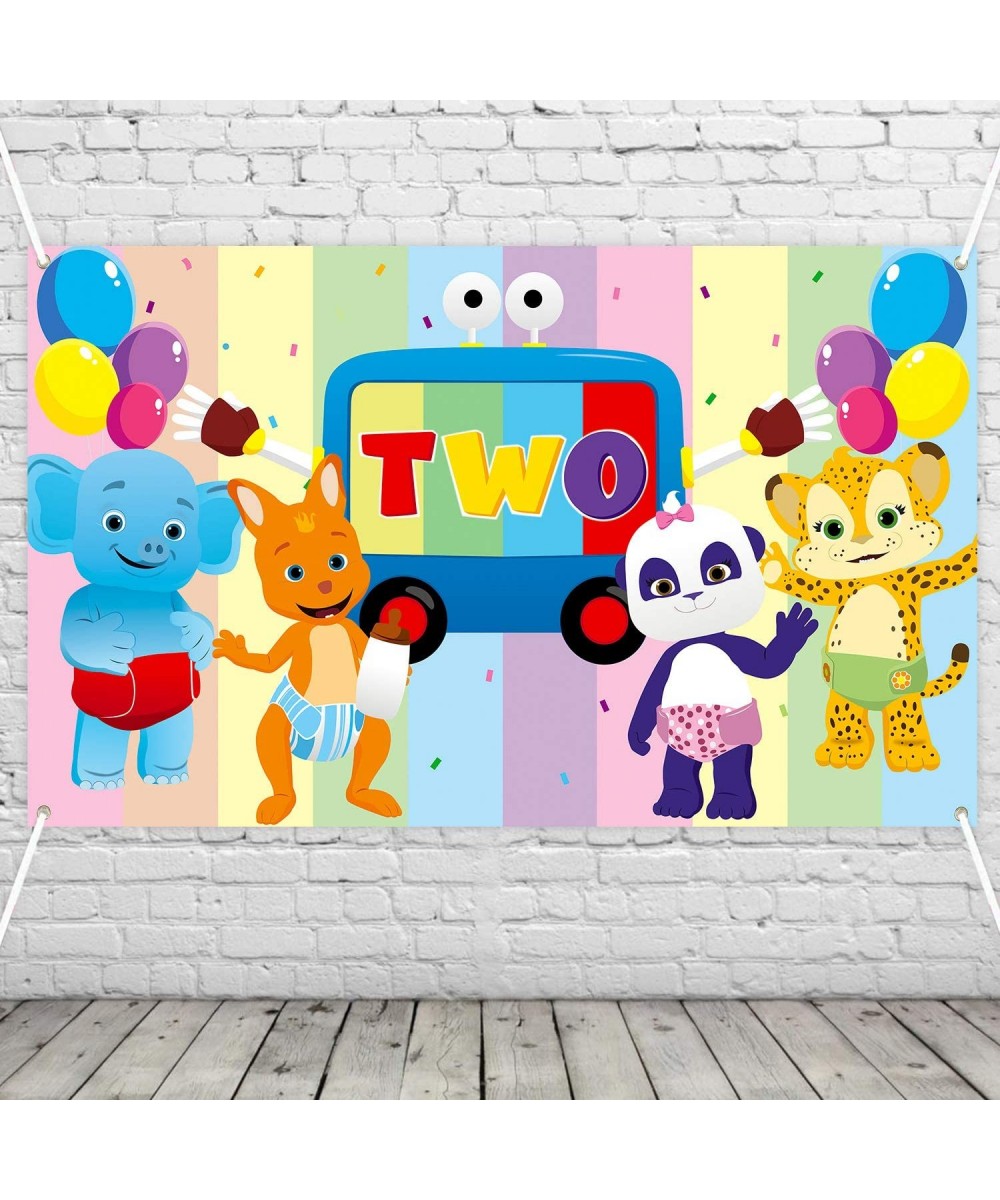 Word Party Inspired 2nd Birthday Banner Backdrop- Adorable Cartoon Animal Photography Background Decoration for Baby Shower T...