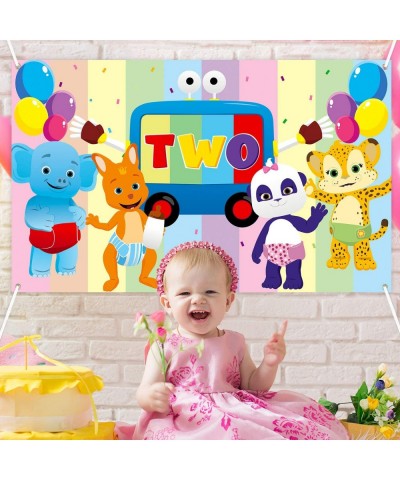 Word Party Inspired 2nd Birthday Banner Backdrop- Adorable Cartoon Animal Photography Background Decoration for Baby Shower T...