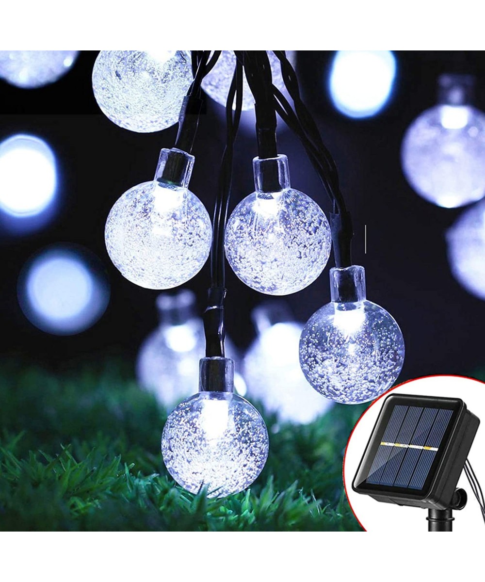 Solar String Lights Outdoor- 23Ft 50 LED Solar Powered Lights Crystal Ball- 8 Modes Waterproof Fairy Lights Clear Globe for G...