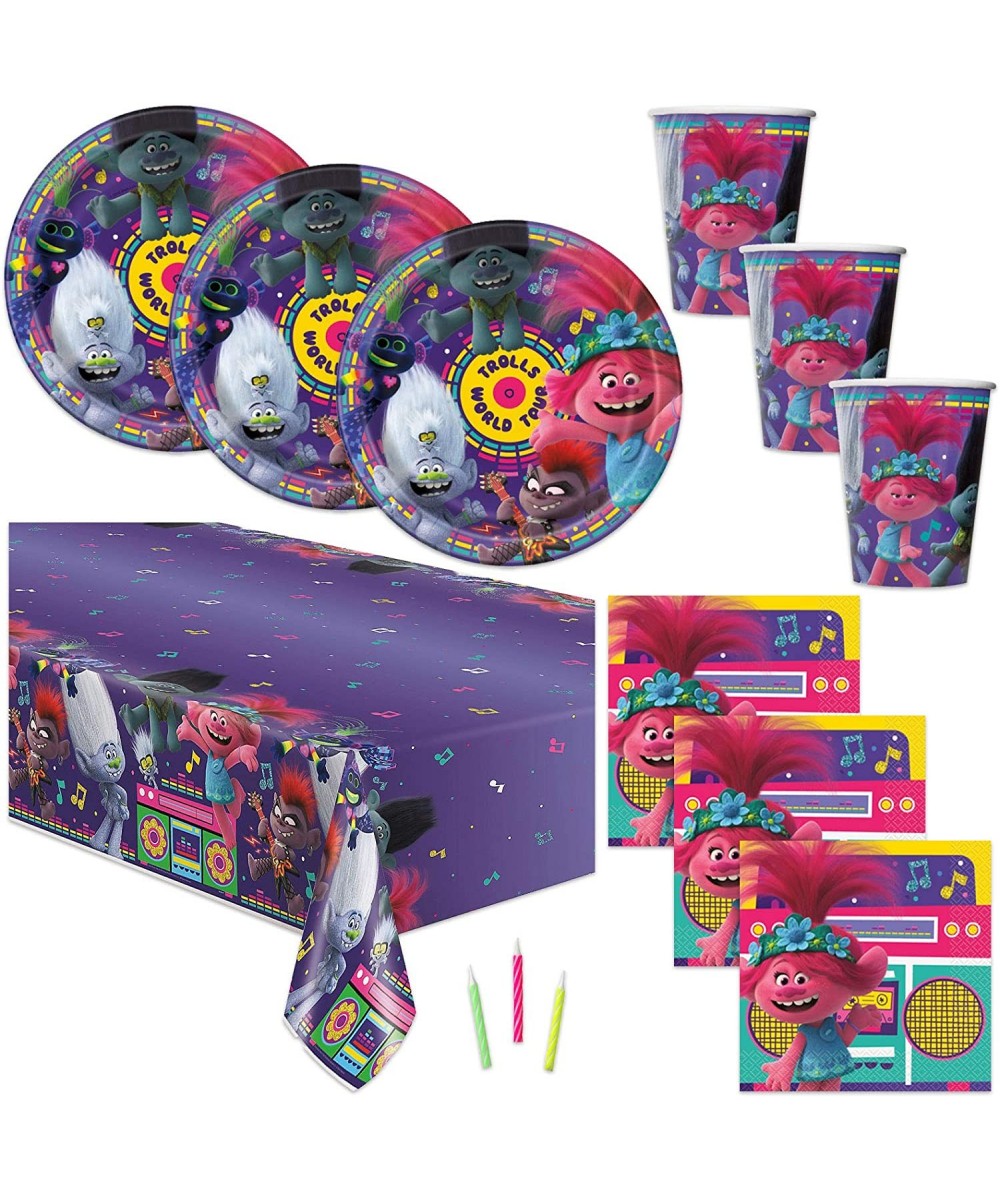Trolls Theme Birthday Party Supplies - Serves 16 - Tablecover- Plates- Cups- Napkins- Candles - CK195DW2MN6 $21.02 Party Favors