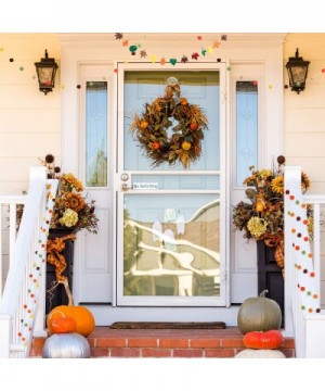 2 Pieces Thanksgiving Felt Ball Garlands Colorful Pom Pom Garlands and Thanksgiving Fall Leaf Felt Garland Colorful Autumn Le...