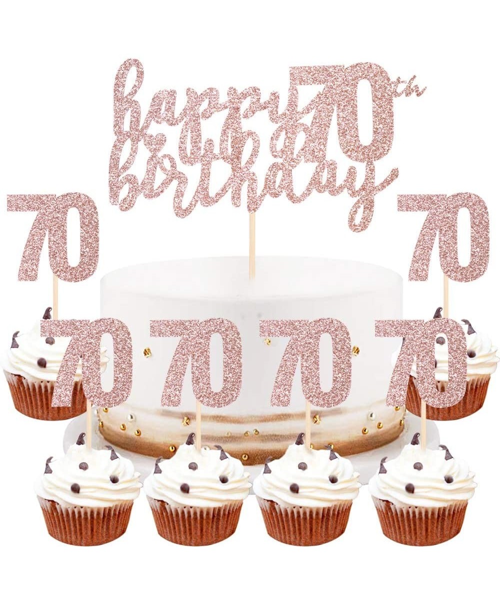 Happy Birthday Cake Topper Rose Gold 70th Birthday Happy Cake Topper Digital 70 Paper Cup Cake Topper Birthday Party Decorati...