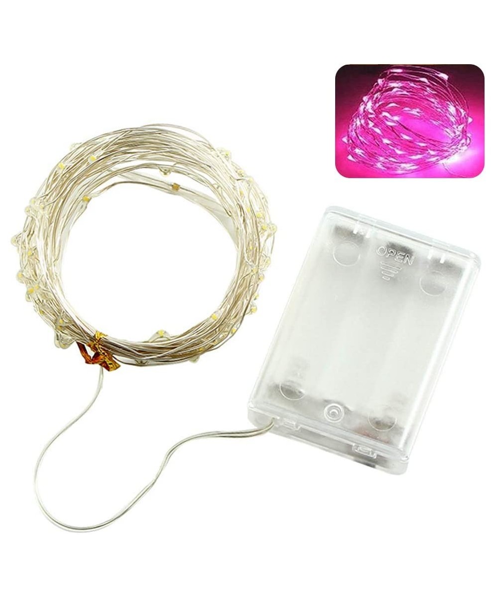 5m Copper Wire Lamp Fairy 50LED Light Battery Powered Wedding Party Home Decor Pink - Pink - C019H2THL0Y $7.25 Indoor String ...