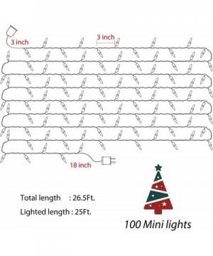 Clear Christmas Mini Lights Set for Xmas Trees 100 Count 25 Feet Green Wire String Lights for Indoor Outdoor Patio Trees Wrea...