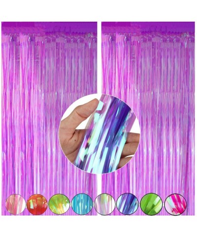 Metallic Tinsel Foil Fringe Curtain Party Decorations Purple-2 Pack 3.3ftx.6.6ft Tinsel Curtain Photo Booth Backdrop Shimmer ...