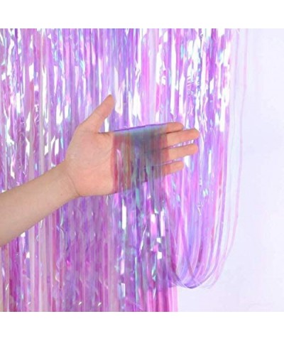 Metallic Tinsel Foil Fringe Curtain Party Decorations Purple-2 Pack 3.3ftx.6.6ft Tinsel Curtain Photo Booth Backdrop Shimmer ...