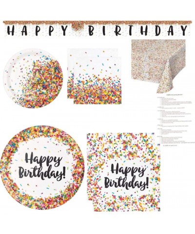 Confetti Sprinkles Birthday Party Supplies- Tableware for 16 Dinner Plates- Dessert Plates- Napkins- Table Cover- Happy Birth...