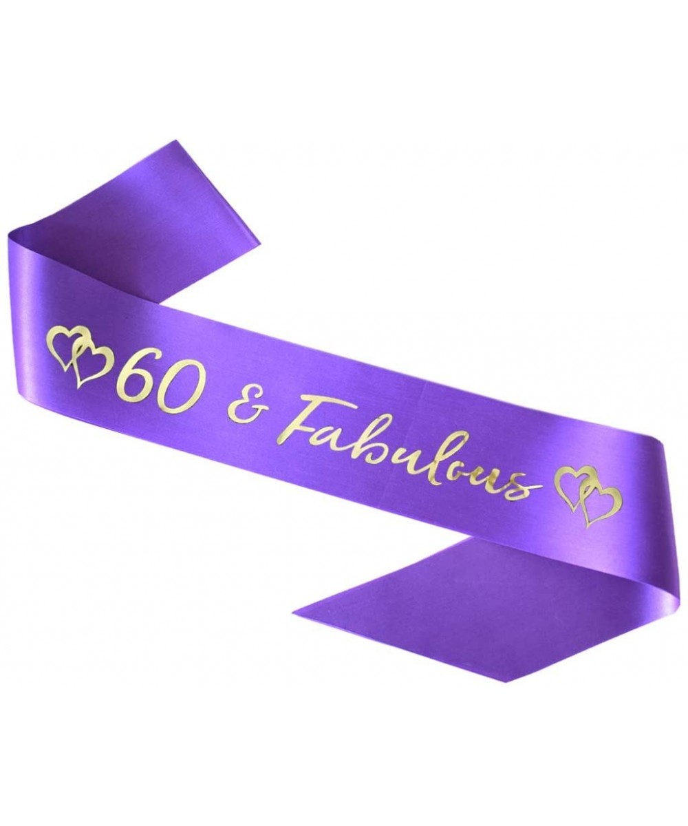 Birthday Sash for Girls Women Purple Satin Birthday Sash It's My 60th Birthday Satin with Gold Glitter Lettering Funny Birthd...