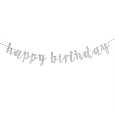 Glitter Silver Happy Birthday Banner for 1st 13th 10th 18th 21st 30th 40th Birthday Banner Sign - Happy Anniversary Party Bun...