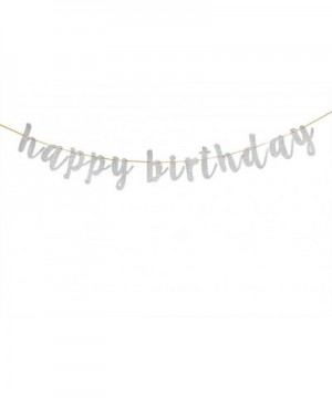 Glitter Silver Happy Birthday Banner for 1st 13th 10th 18th 21st 30th 40th Birthday Banner Sign - Happy Anniversary Party Bun...