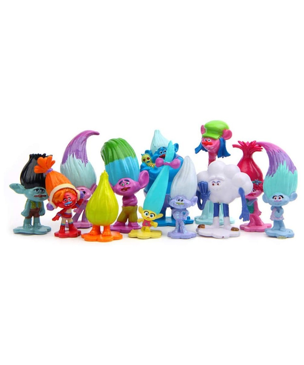 12 pcs Trolls Toys Cake Toppers- Animal Figure Collection Playset- Cupcake Topper- Cake Decoration- Plant Pot Micro Land Deco...