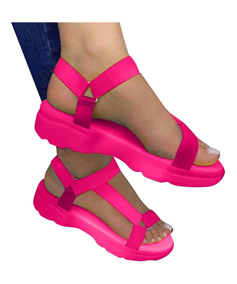 Platform Sandals for Women Rainbow Sandals Open Toe Ankle Strap Platform Flat Sandals Wedge Heel Colorblock Sandals - Za-hot ...
