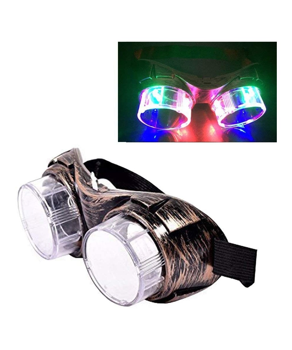 LED Flashing Glasses Vintage Goggles - Colorful Light Up Party Favors for Halloween Christmas Birthday Rave (bronze) - Bronze...