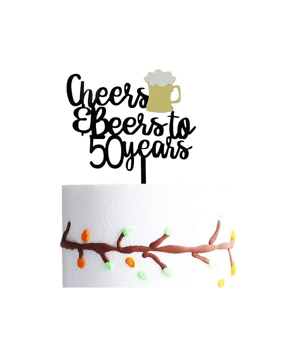 Cheers and Beers to 50 Years Cake Topper- 50 Birthday Cake Topper- 50th Birthday/Wedding/Anniversary Party Supplies Decoratio...