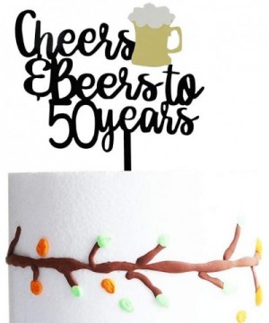 Cheers and Beers to 50 Years Cake Topper- 50 Birthday Cake Topper- 50th Birthday/Wedding/Anniversary Party Supplies Decoratio...