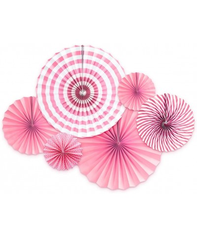 6 pcs/Set Party Paper Fans Set- Party Decoration Supplies for Birthday Wedding Graduation- Events Accessories - Light Pink 6 ...