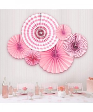 6 pcs/Set Party Paper Fans Set- Party Decoration Supplies for Birthday Wedding Graduation- Events Accessories - Light Pink 6 ...