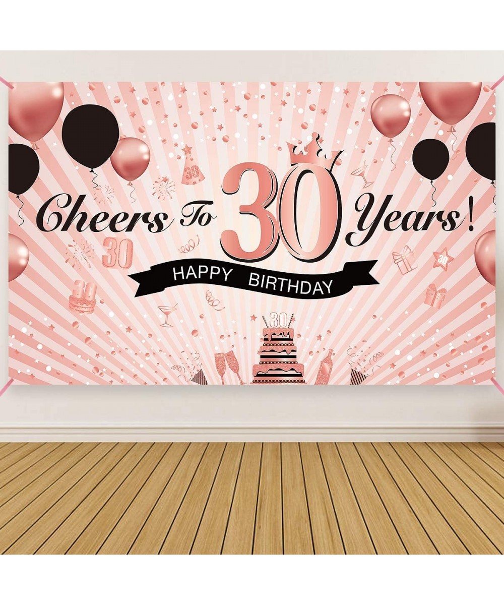 Luxiocio Happy 30th Birthday Party Decorations - Cheers to 30 Years Backdrop Banner - Rose Gold Thirty Birthday 30th Annivers...