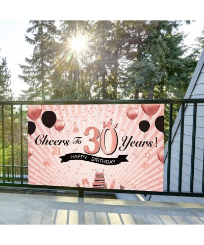 Luxiocio Happy 30th Birthday Party Decorations - Cheers to 30 Years Backdrop Banner - Rose Gold Thirty Birthday 30th Annivers...