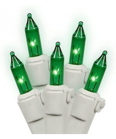 100 Lights Green White Wire End Connecting Lock Set with 4-Inch Spacing and 33-Feet Length- Poly Bag w/ Header Card - Green W...